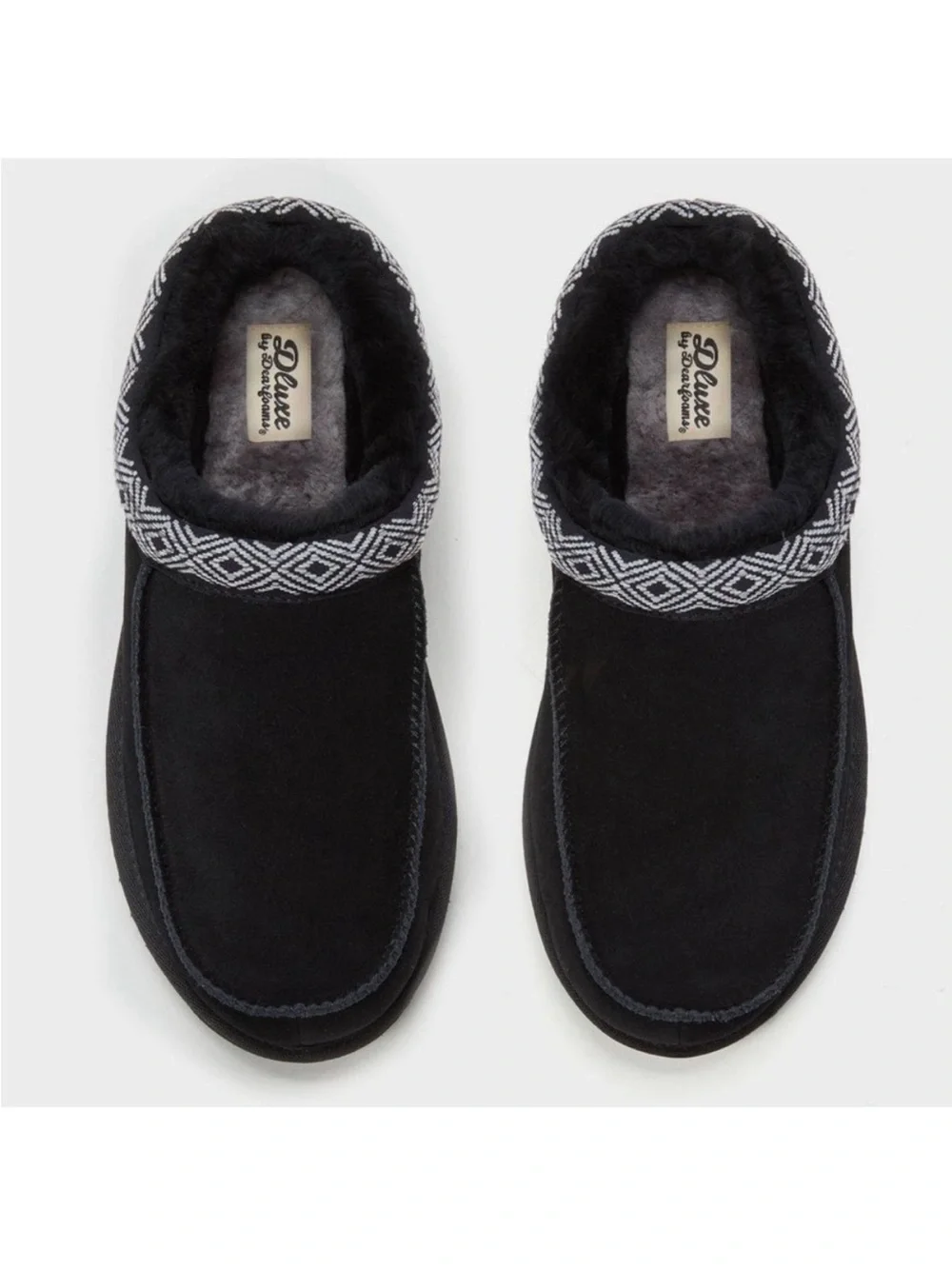 Dluxe by  dearform Black Suede-Look Slip-On Fleece Lined Slippers